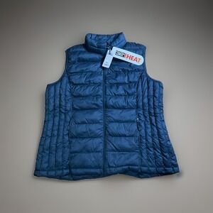 NWT Weatherproof 32 Degrees Vest Womens 2XL Blue Down Puffer Full Zip Collared